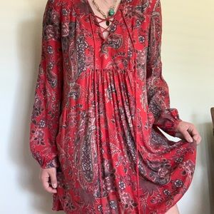 Red floral free people dress